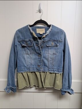 Pilcro and The Letterpress Denim Jacket with Olive Peplum, Anthropologie